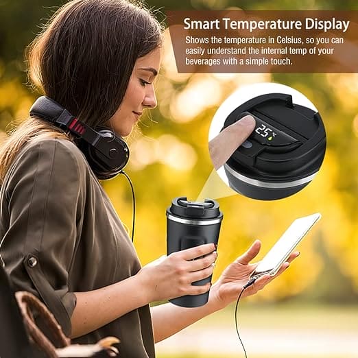 Portable Travel Coffee Mug, Smart Digital Coffee Mug, Temperature Display Coffee Mug, Portable Tumbler Thermos Cup,Car Thermos Coffee Mug Travel Mug with Leak-proof Lid for Coffee, Tea, Cold Beverage, Ice Drinks, Travel Thermal Bottle Portable Travel Coffee Mug, Smart Digital Coffee Mug, Temperature Display Coffee Mug, Portable Tumbler Thermos Cup,Car Thermos Coffee Mug Travel Mug with Leak-proof Lid for Coffee, Tea, Cold Beverage, Ice Drinks, Travel Thermal Bottle